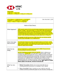 HSBC Became Aware of Online Accounts Being Accessed by Unauthorized Users Between October 4, 2018 and October 14, 2018