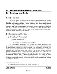IV. Environmental Impact Analysis E. Geology and Soils