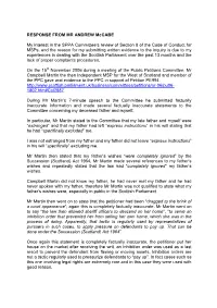 RESPONSE from MR ANDREW Mccabe