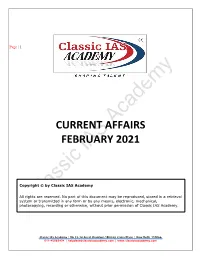 Current Affairs February 2021