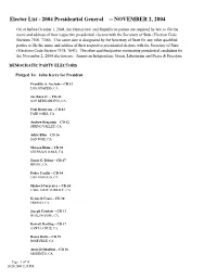Elector List 2004 Formatted