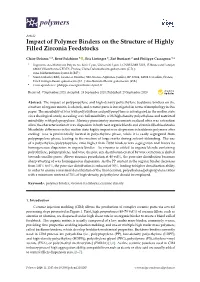 Impact of Polymer Binders on the Structure of Highly Filled Zirconia Feedstocks