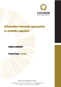 Information-Theoretic Approaches to Portfolio Selection