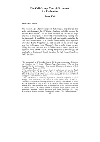 The Cell Group Church Structure: an Evaluation