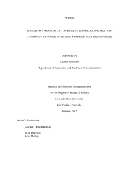 THESIS the USE of PARATEXTUAL DEVICES in BROADCAST PROMOTION: a CONTENT ANALYSIS of SEASON THREE of GLEE on FACEBOOK Submitted