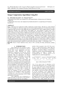Image Compression Algorithms Using Dct