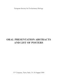 Program, Abstracts, List of Poster 2009