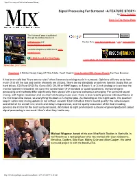 Signal Processing and Methods in Surround Mixing