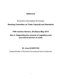 Statement Economic Commission for Europe Steering Committee On