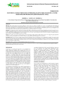 Anatomical Characterization of Medicinal Plants Using Foldscope: a Paper Based Origami Microscope-(New Diagnostic Tool)