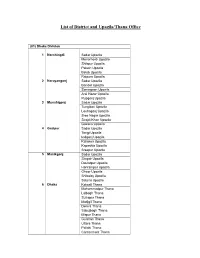 Appendix F: Name of Region, District and Upazila/Thana