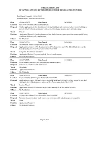 Delegated List of Applications Determined Under Delegated Powers