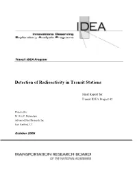 Detection of Radioactivity in Transit Stations
