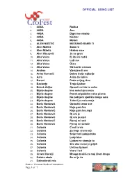 Official Song List
