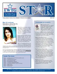 CALENDAR of EVENTS May 23 Luncheon Inside This Issue