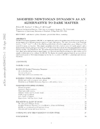 Modified Newtonian Dynamics As an Alternative to Dark Matter