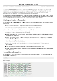 PL/SQL Transactions