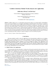 Usability Evaluation of Mobile Weather Hazard Alert Applications