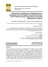 Broadcasting Transmitters in Kampala Metropolitan; Uganda