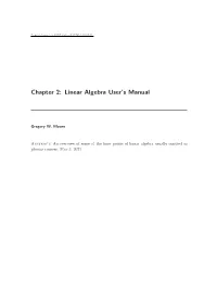 Chapter 2: Linear Algebra User's Manual