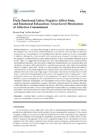 Daily Emotional Labor, Negative Affect State, and Emotional Exhaustion: Cross-Level Moderators of Affective Commitment