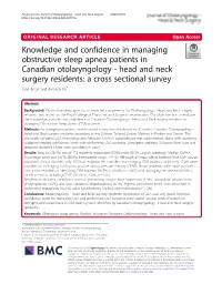 Knowledge and Confidence in Managing Obstructive Sleep Apnea