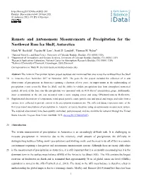 Remote and Autonomous Measurements of Precipitation for the Northwest Ross Ice Shelf, Antarctica Mark W