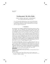 Scoring Games: the State of Play