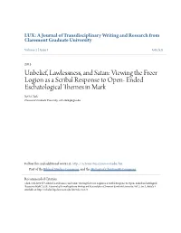 Unbelief, Lawlessness, and Satan: Viewing the Freer Logion As a Scribal Response to Open