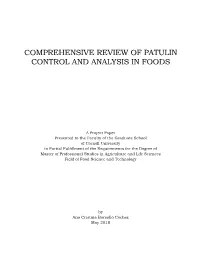 Comprehensive Review of Patulin Control and Analysis in Foods