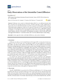 Early Observations of the Interstellar Comet 2I/Borisov