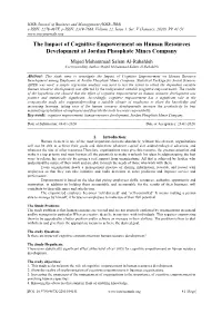 The Impact of Cognitive Empowerment on Human Resources Development at Jordan Phosphate Mines Company