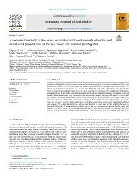 A Comparative Study of the Fauna Associated with Nest Mounds of Native and Introduced Populations of the Red Wood Ant Formica Paralugubris