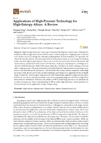 Applications of High-Pressure Technology for High-Entropy Alloys: a Review
