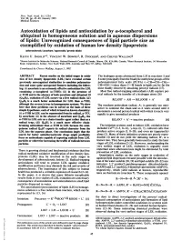 Autoxidation of Lipids and Antioxidation by A-Tocopherol And