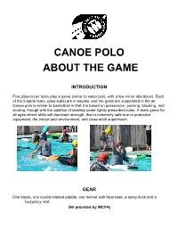 Canoe Polo About the Game