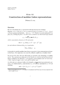 Construction of Modular Galois Representations