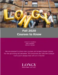 Fall 2020 Courses to Know
