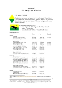 SA Army Unit Histories