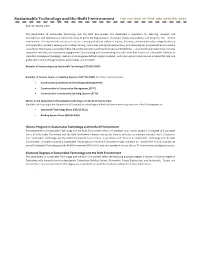 Sustainable Technology and the Built Environment the COLLEGE of FINE and APPLIED ARTS