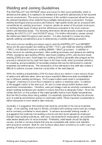 Welding and Joining Guidelines