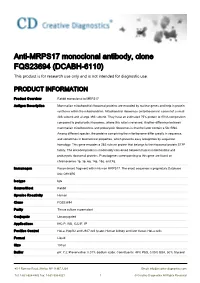 Anti-MRPS17 Monoclonal Antibody, Clone FQS23694 (DCABH-6110) This Product Is for Research Use Only and Is Not Intended for Diagnostic Use