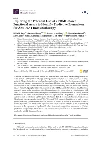 Exploring the Potential Use of a PBMC-Based Functional Assay to Identify Predictive Biomarkers for Anti-PD-1 Immunotherapy