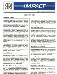 FEBRUARY 1994 Obiectivism in Academia