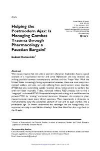 Helping the Postmodern Ajax: Is Managing Combat Trauma Through
