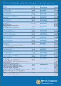 Iopscience Extraprovides Access to the Full Range of Journal Content