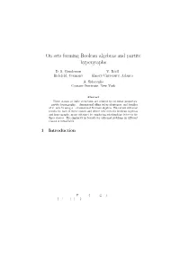 On Sets Forming Boolean Algebras and Partite Hypergraphs
