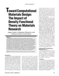 The Impact of Density Functional Theory on Materials Research