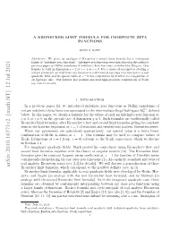 Arxiv:2010.16371V2 [Math.NT] 12 Jul 2021 Kronecker Limit Formulas, Which Correspond to the Positive Deﬁnite Case, in [3]