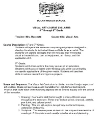 Dolan Middle School Visual Art Course Syllabus 6